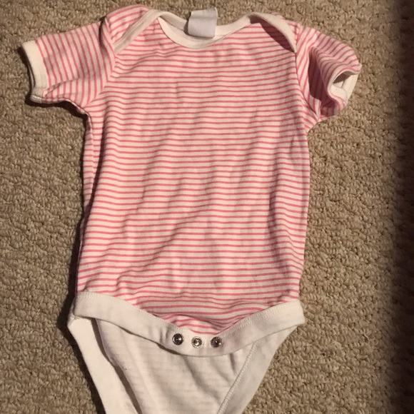 pink and white striped onesie